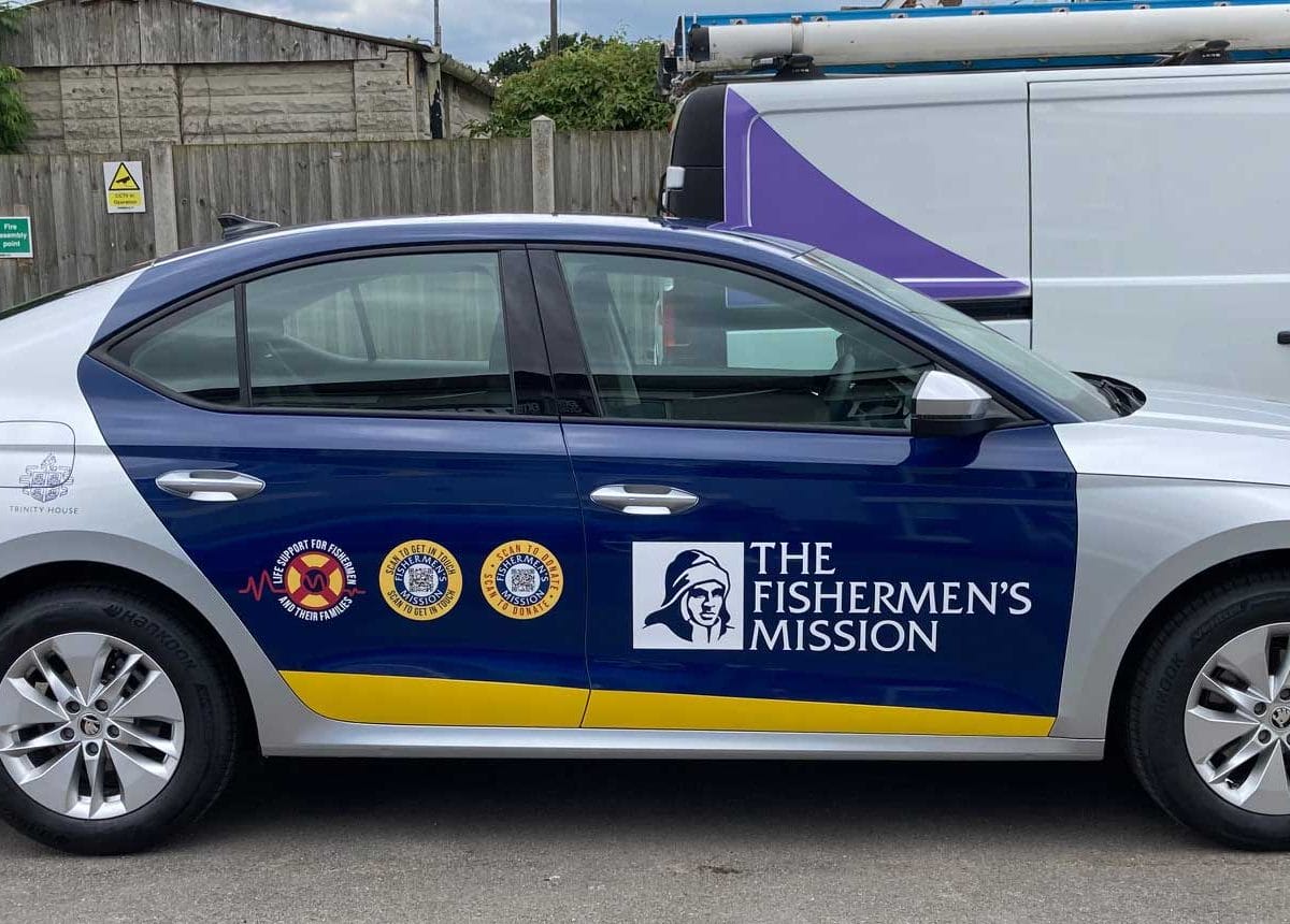 Fishermens Mission new branding on a car